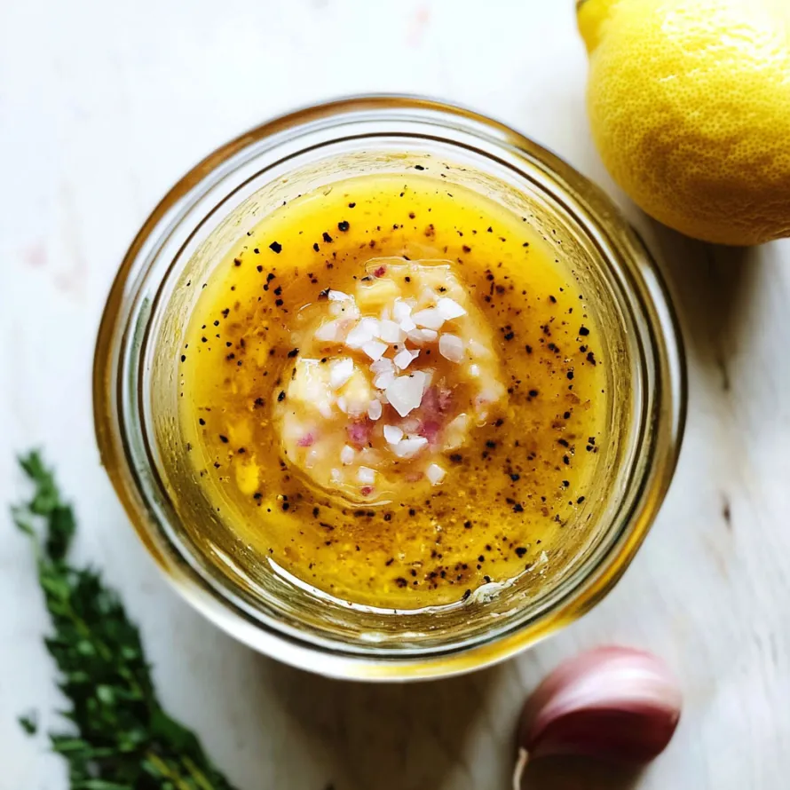 A jar of food with a lemon on the side.