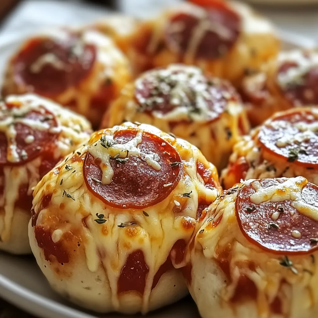 A plate of pepperoni pizza bites.