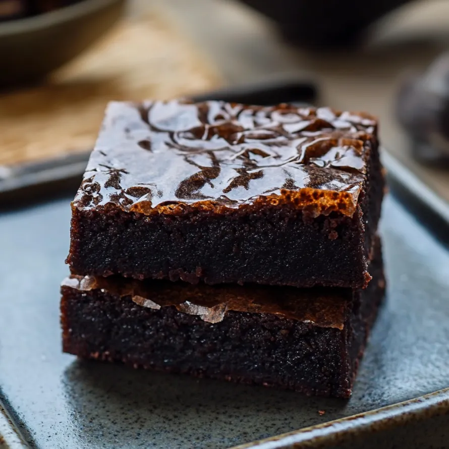 Two pieces of chocolate cake on a plate.