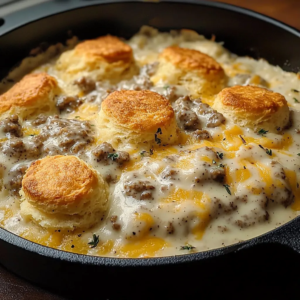 Biscuits & Gravy Hashbrown Casserole