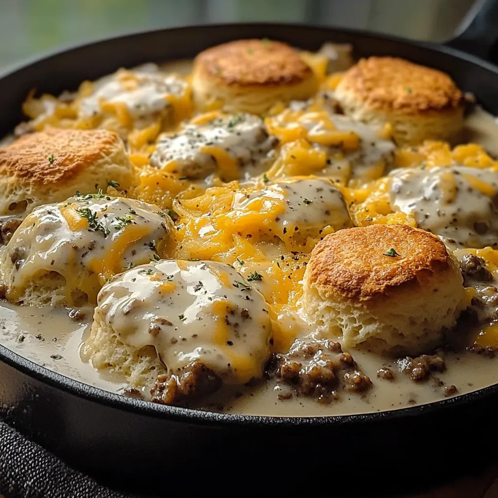 A pan of food with biscuits and cheese.
