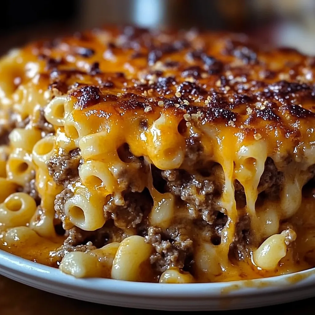 A plate of macaroni and cheese.