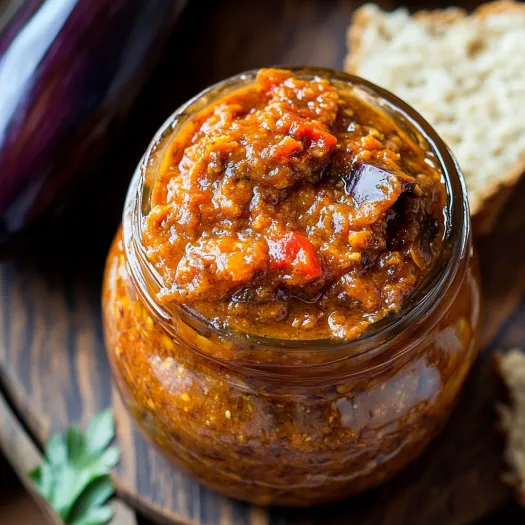 A jar of red pepper sauce.
