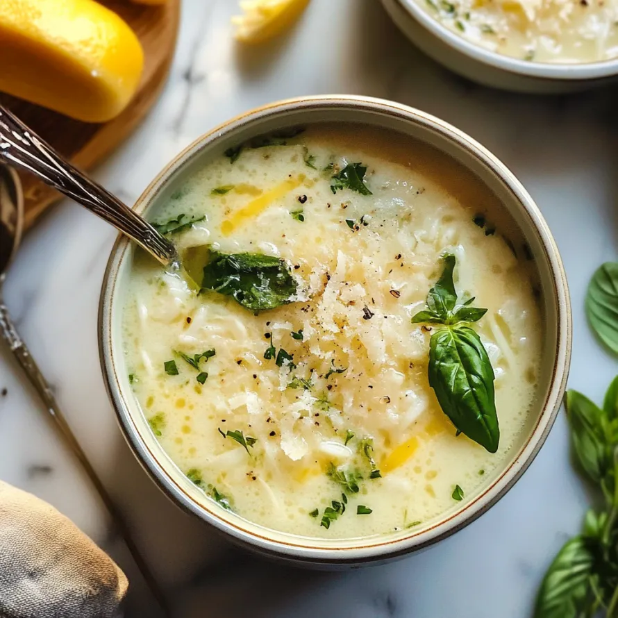 A bowl of soup with a spoon in it.