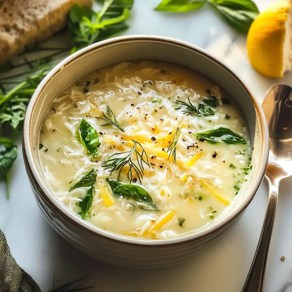 A bowl of soup with a spoon in it.