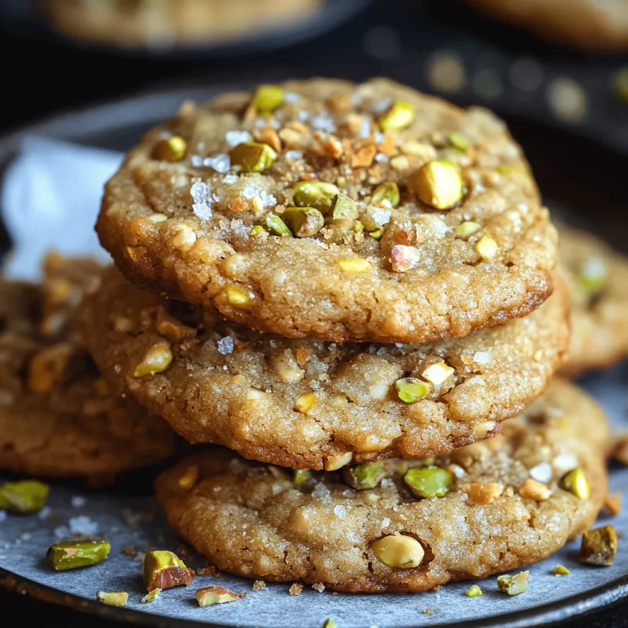 A stack of cookies with almonds on top.