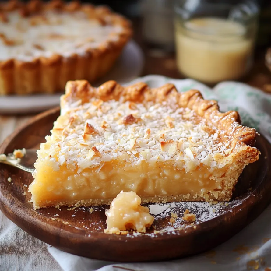 A slice of pie on a plate.