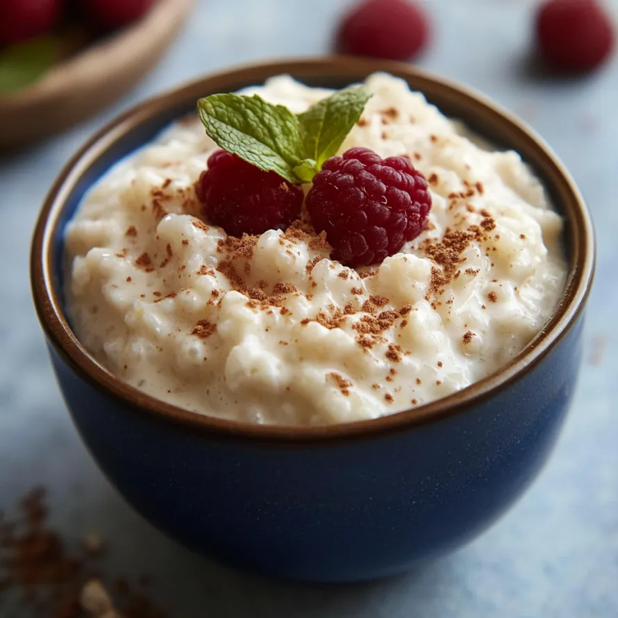 A bowl of food with a raspberry on top.