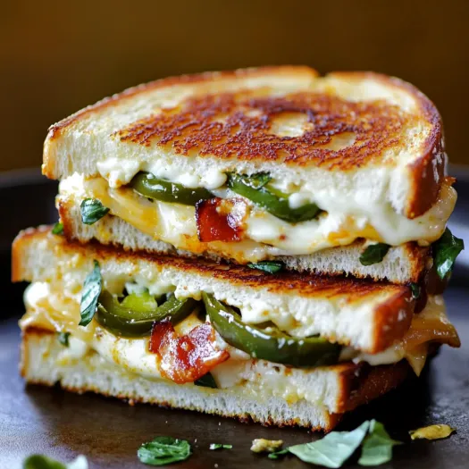 A sandwich with peppers and cheese.