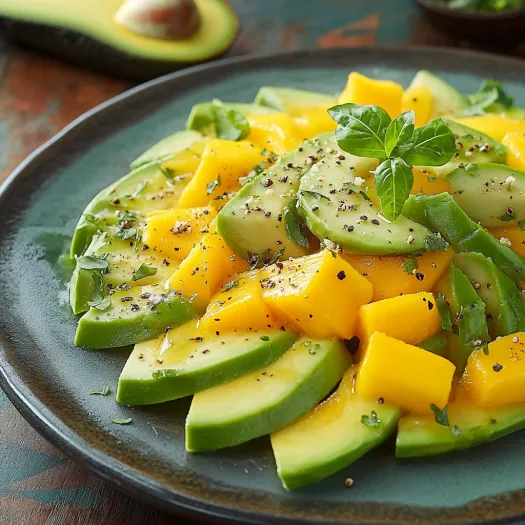 A plate of food with avocado, lime, and other ingredients.