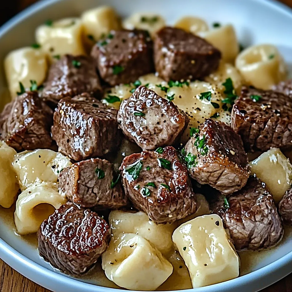 A bowl of meat and pasta.