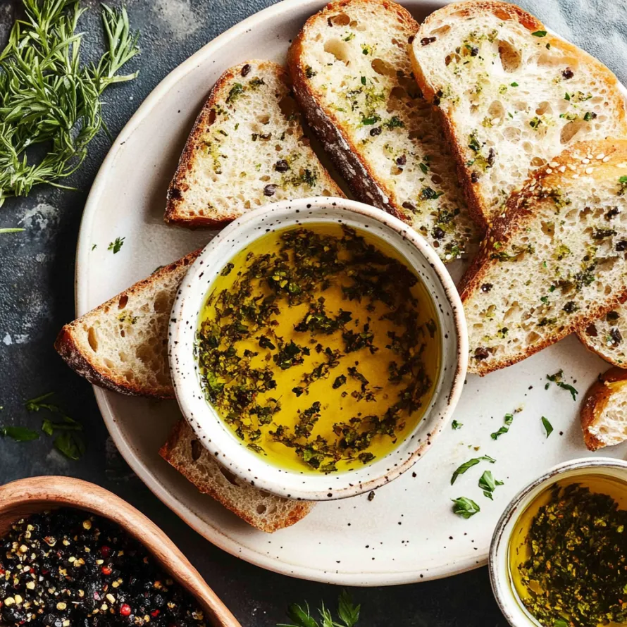 A plate of bread and oil.