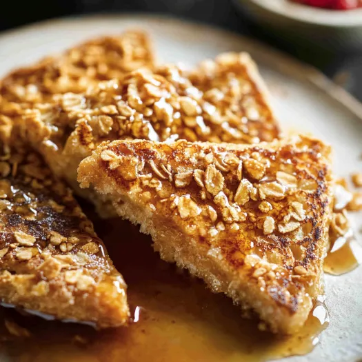 A slice of toast with syrup on it.
