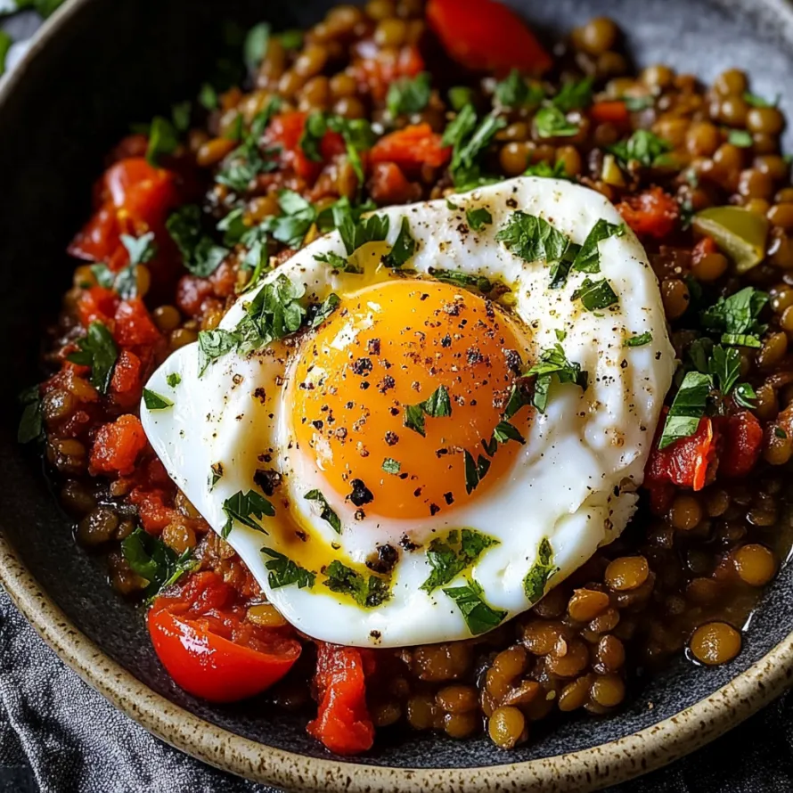 A bowl of food with an egg on top.
