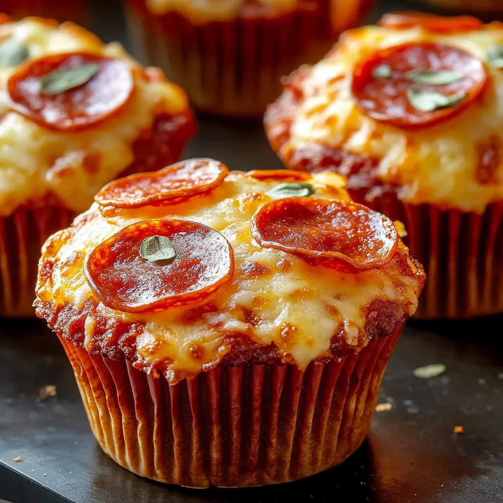 A cupcake with pepperoni on top.