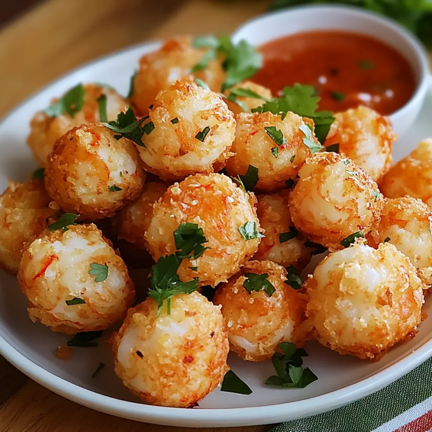 A plate of tater tots with a dipping sauce.