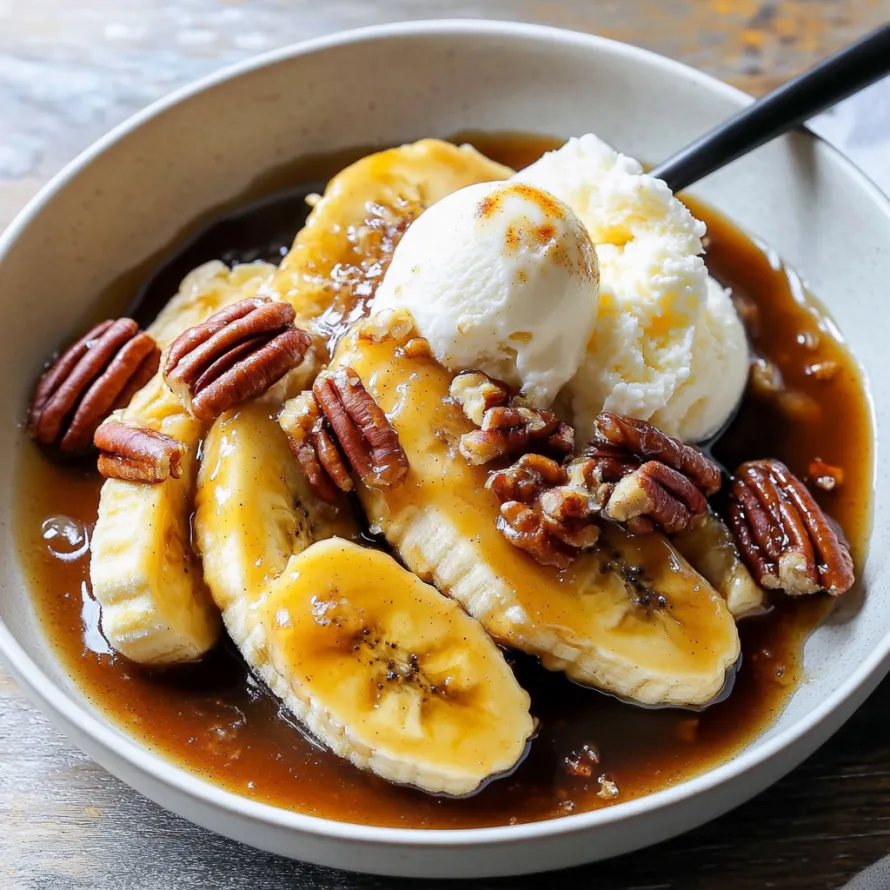 A bowl of bananas and ice cream.