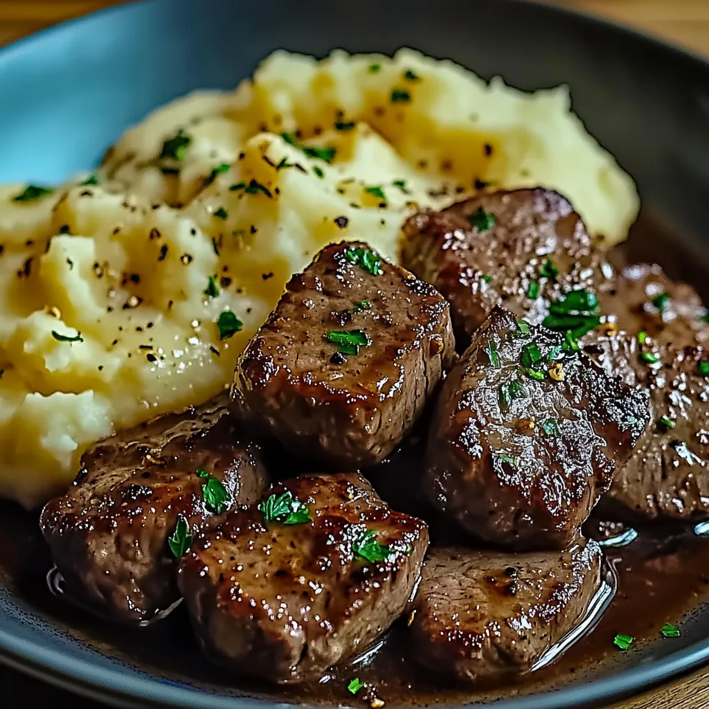 A plate of meat and potatoes.