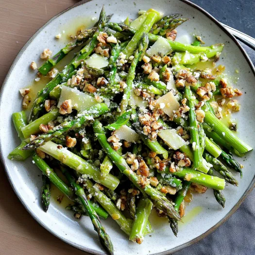 A plate of food with green beans and nuts.