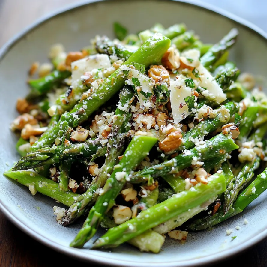 A plate of food with green beans and nuts.