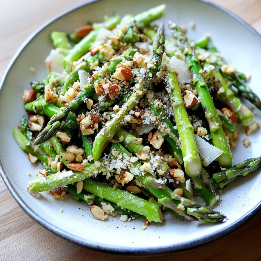 A plate of food with green beans and nuts.