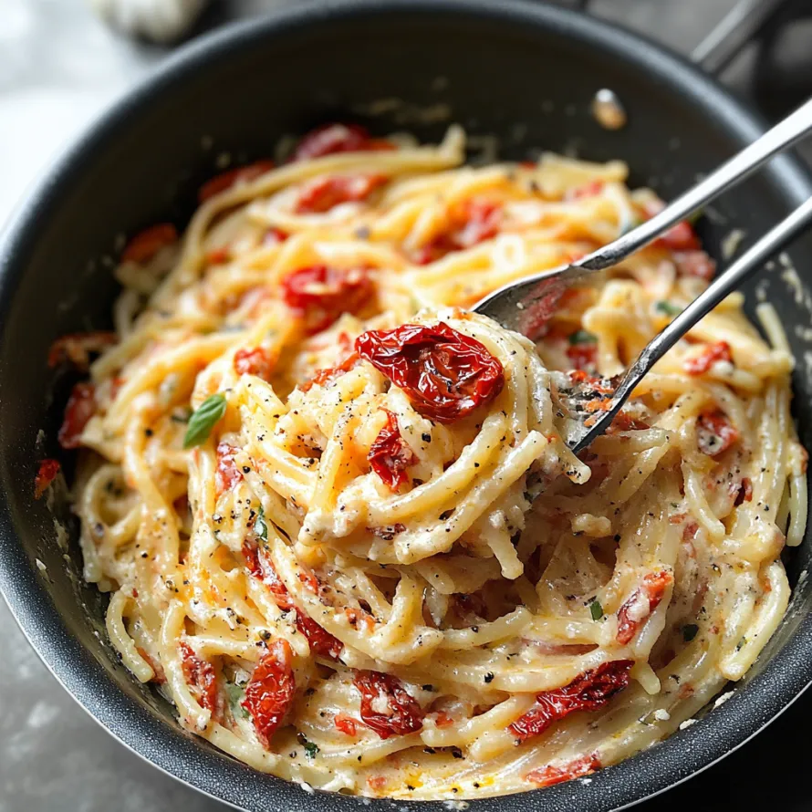 A bowl of spaghetti with tomatoes and cheese.