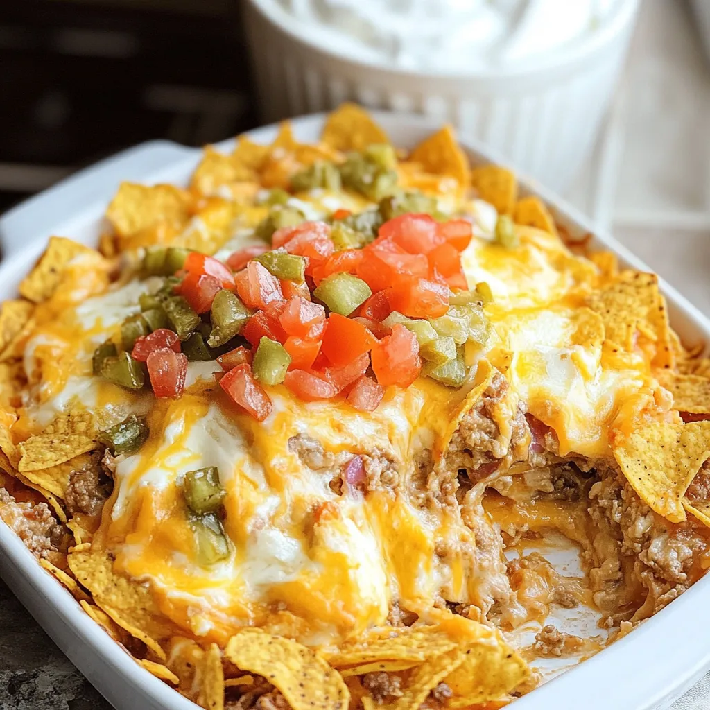 A plate of nachos with tomatoes and cheese.
