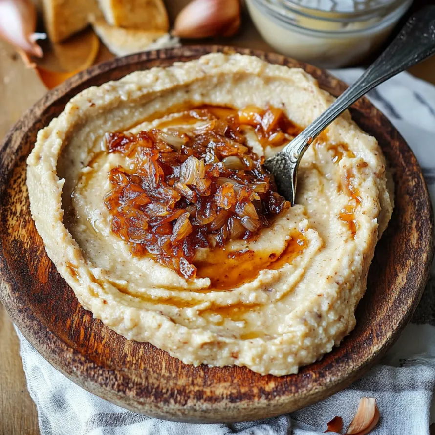 A bowl of food with a spoon in it.