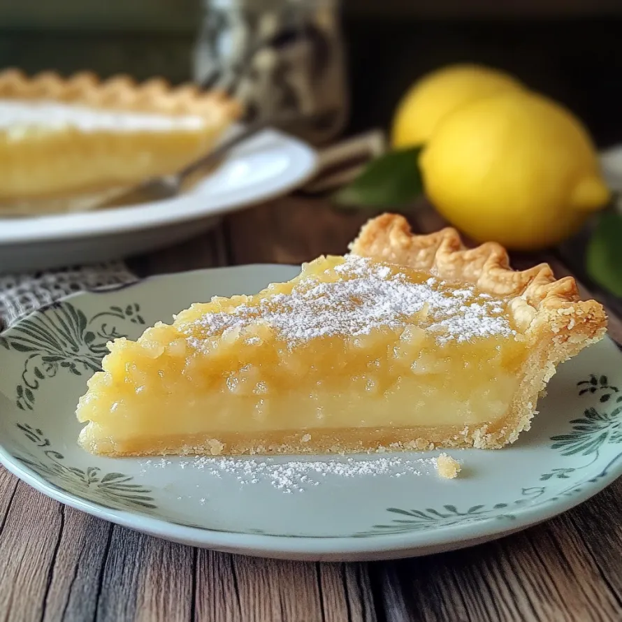 A slice of pie on a plate.