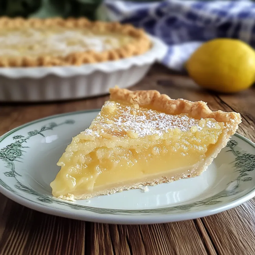 A slice of lemon meringue pie on a plate.