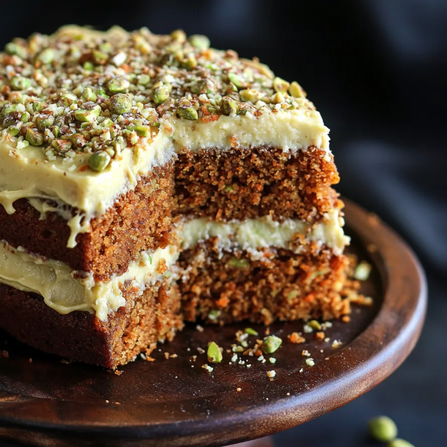 A slice of cake with white frosting and nuts.