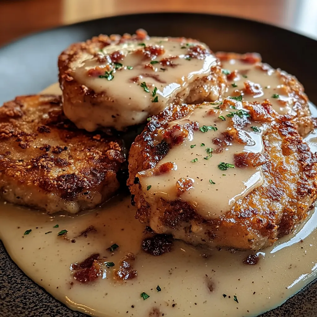 Country Fried Pork Chops with Bacon Gravy