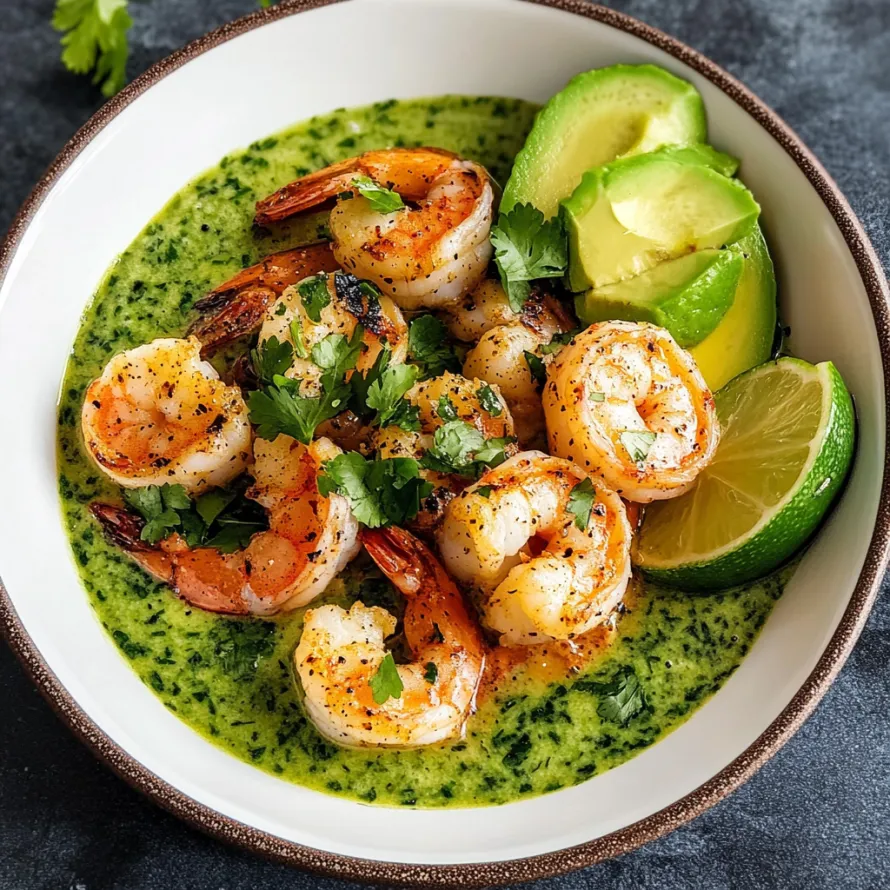 A bowl of shrimp and avocado.