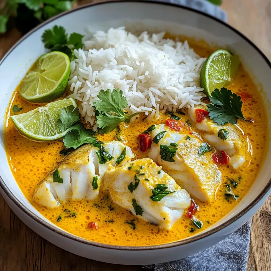 A bowl of soup with fish and rice.