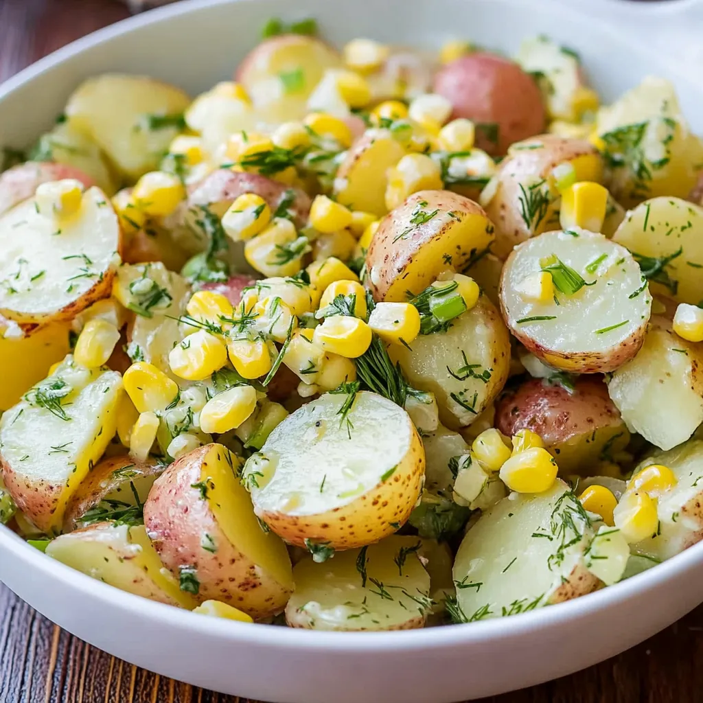A white bowl filled with corn and potatoes.