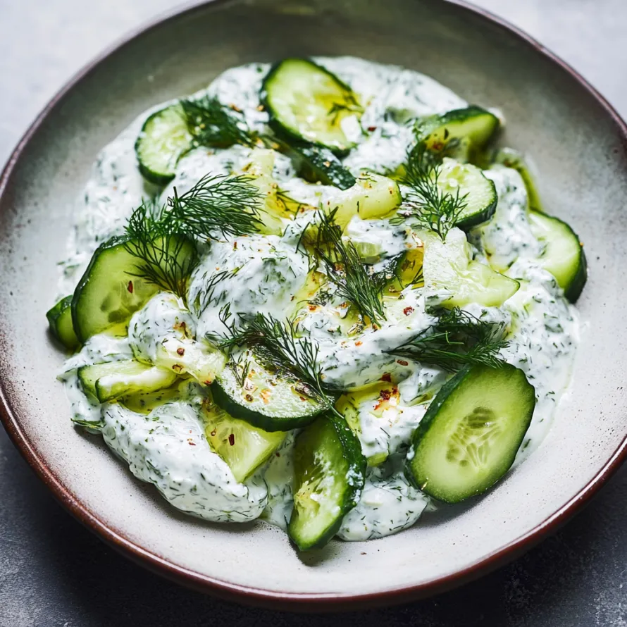 A bowl of cucumber salad.