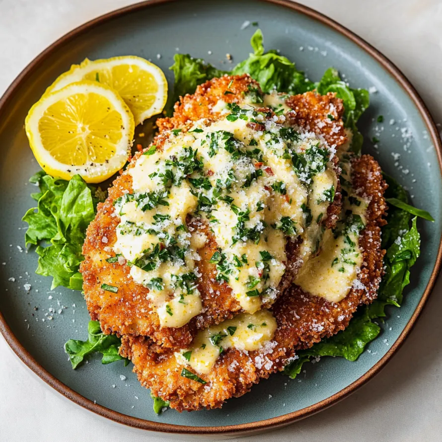 A plate of food with chicken and a lemon wedge.