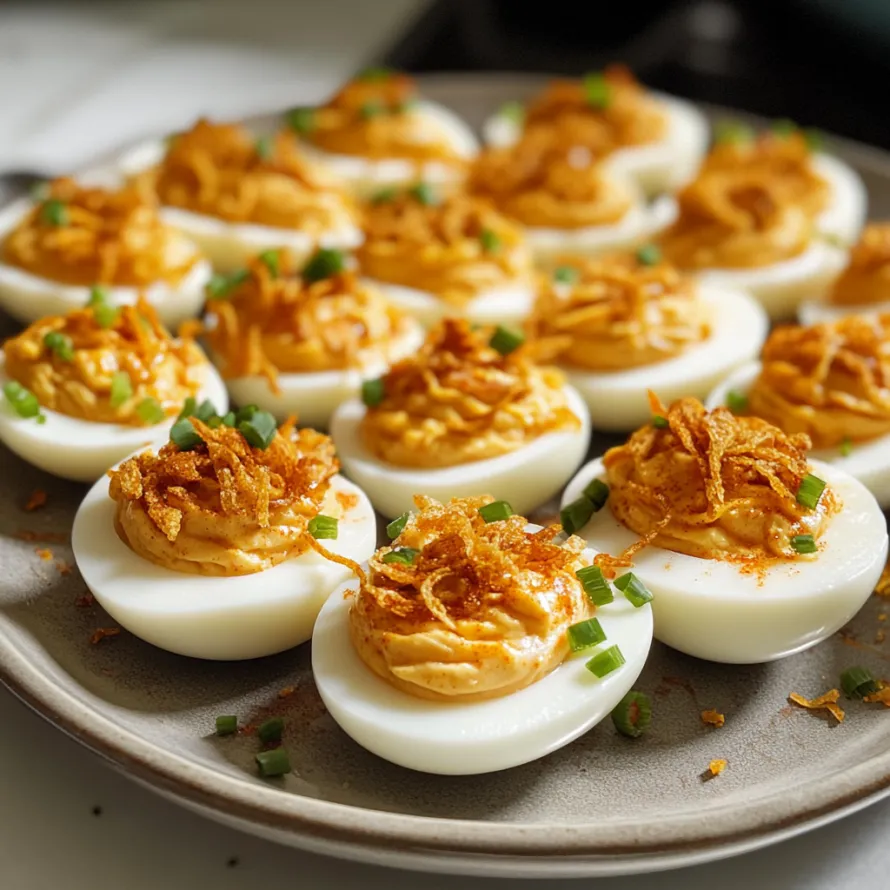 A plate of eggs with a spoon on it.