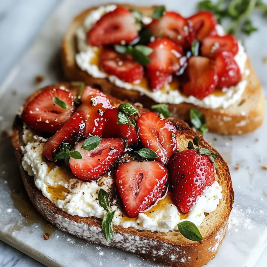 Two pieces of toast with strawberries and whipped cream.