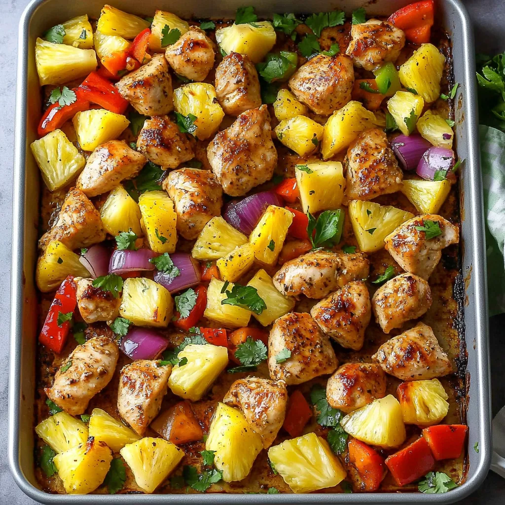 A pan of chicken and vegetables.