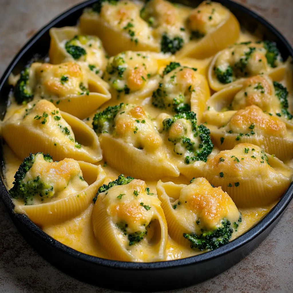 A bowl of pasta with broccoli and cheese.