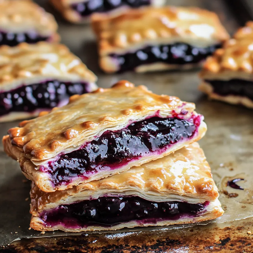 A blueberry pastry on a tray.