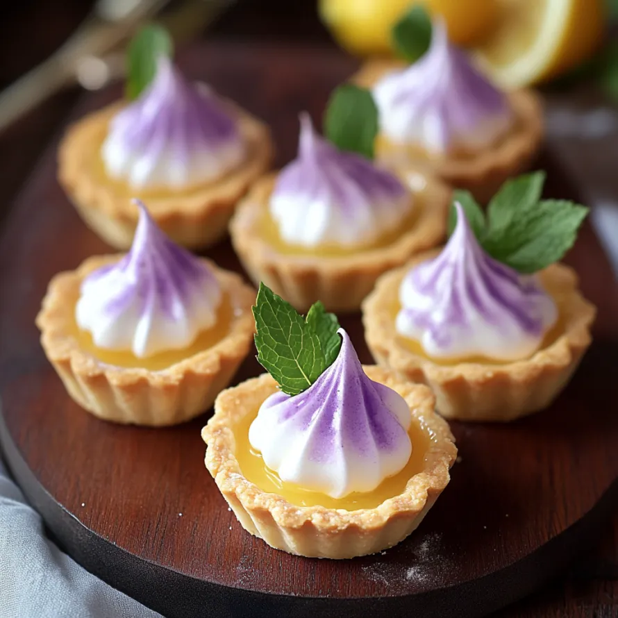 A plate of small desserts with purple toppings.