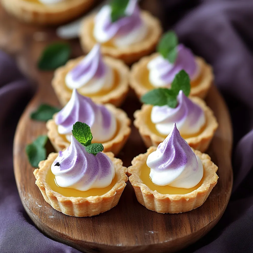 A plate of pastries with purple toppings.