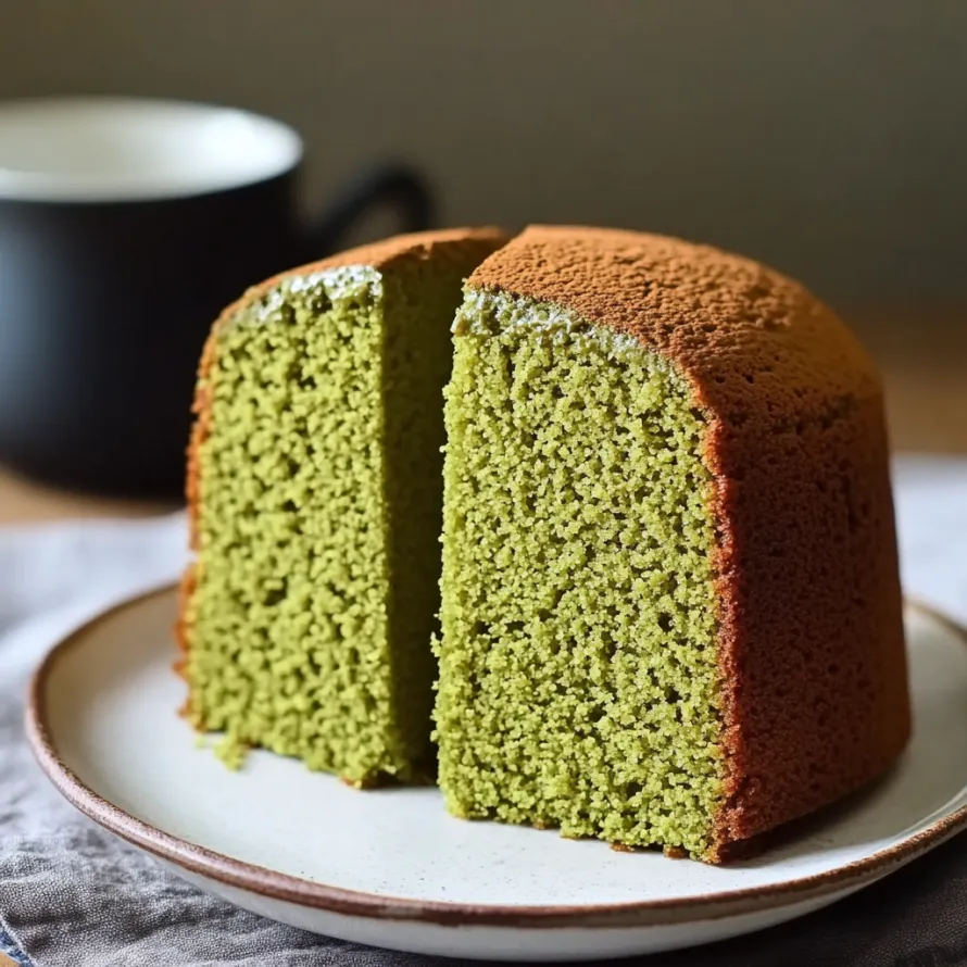 A slice of green tea cake.