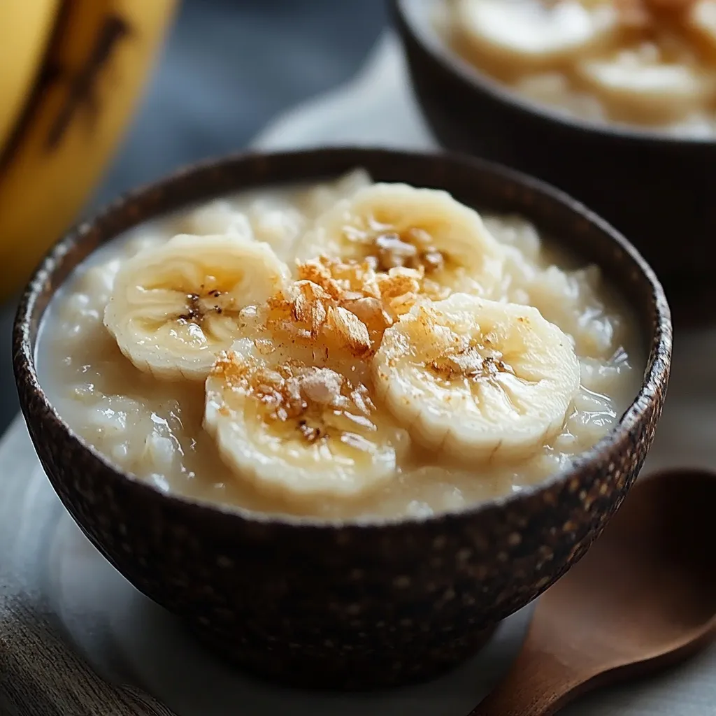 A bowl of banana oatmeal with banana slices on top.