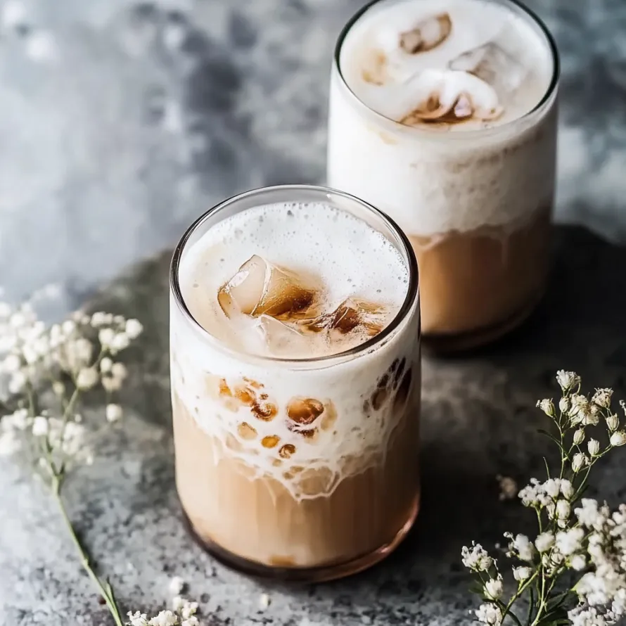 Two glasses of coffee with ice.