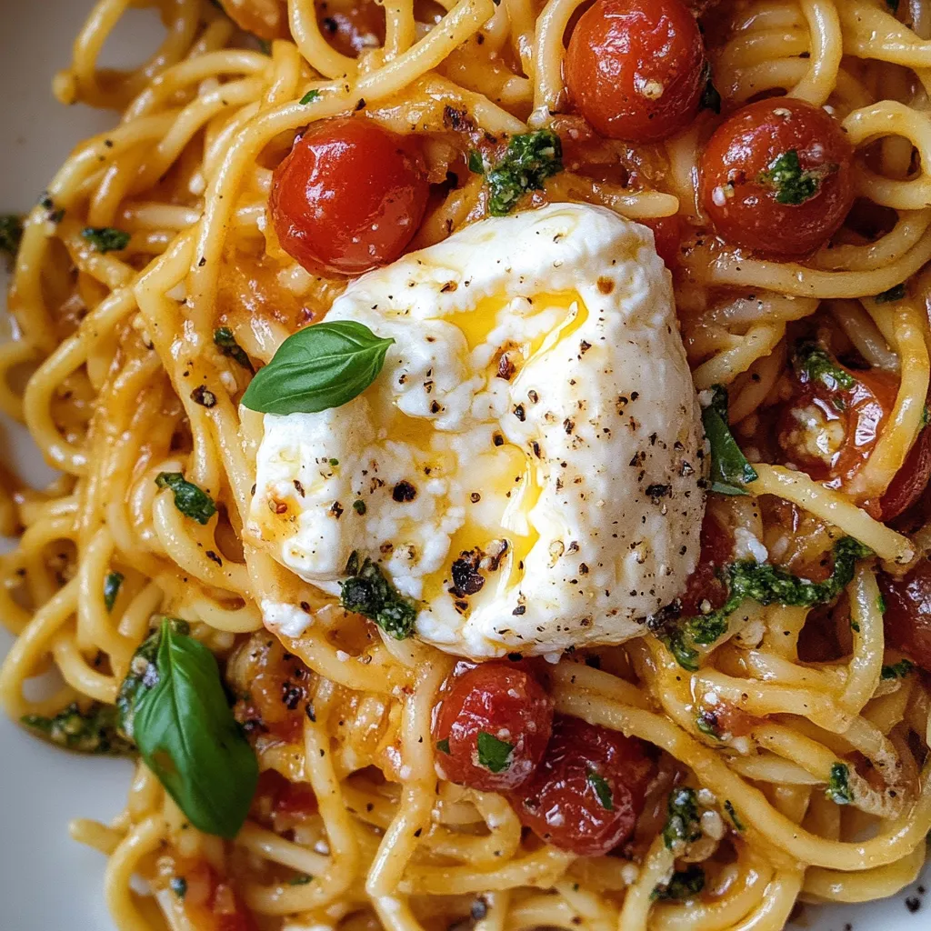 A plate of spaghetti with tomatoes and cheese.