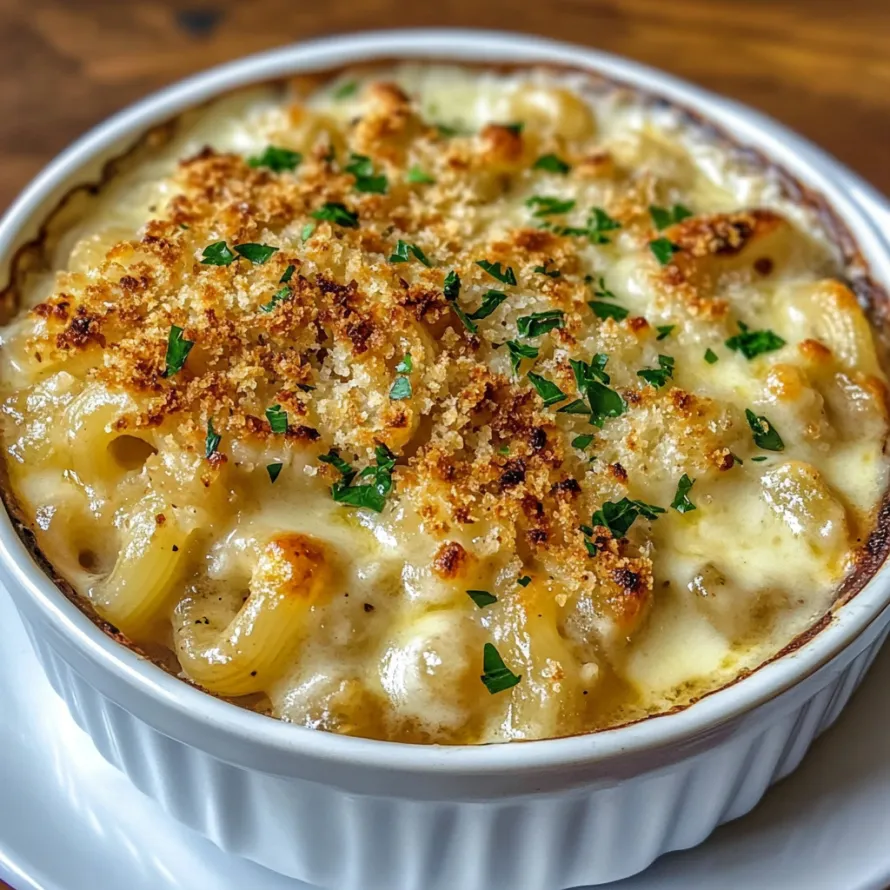 A bowl of macaroni and cheese.