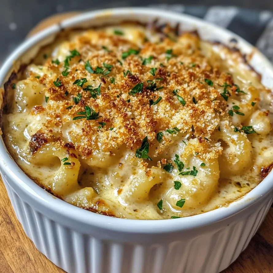 A bowl of macaroni and cheese.